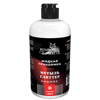 Прикормка жидкая Sonik Baits Хищник Мотыль Глиттер (красный) 0,5кг